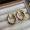Heavy Industry Gold And Silver Color Matching Hollow Earrings Fashion Simple Light Luxury Premium Earrings