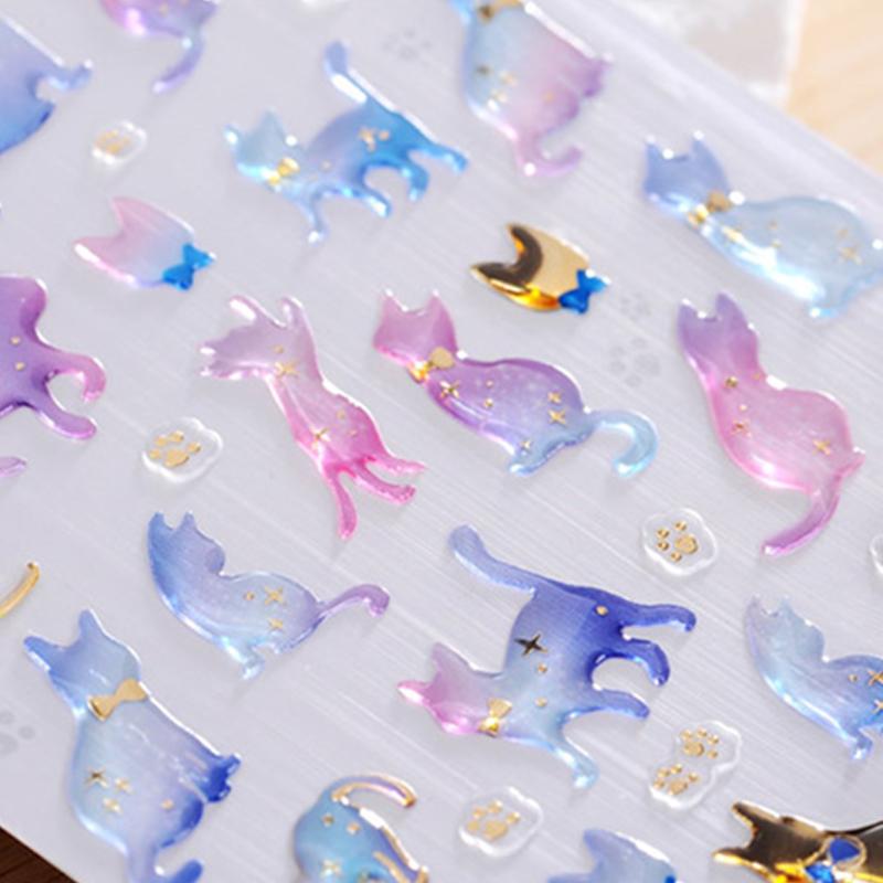 Fun Fantasy Cartoon Stickers Bronzing 3D Environmental Protection Mobile Phone Diary Handbook Sticker Material Children Gifts