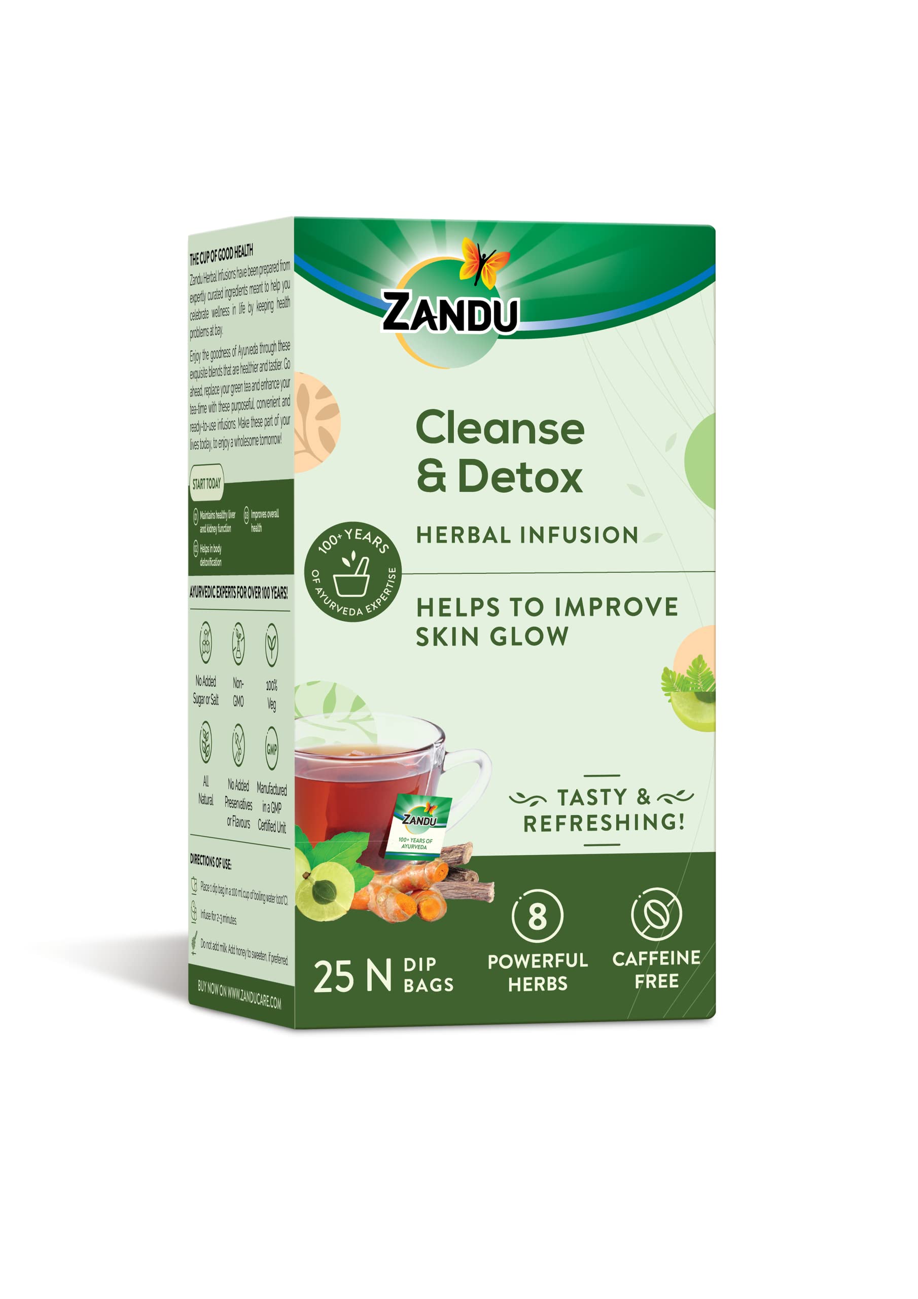 

Zandu Cleanse & Detox Herbal Infusion: Use This Tea Bag To Give Your Body The Gift Of Good Health |Helps Improve Skin Glow & Detoxifies The