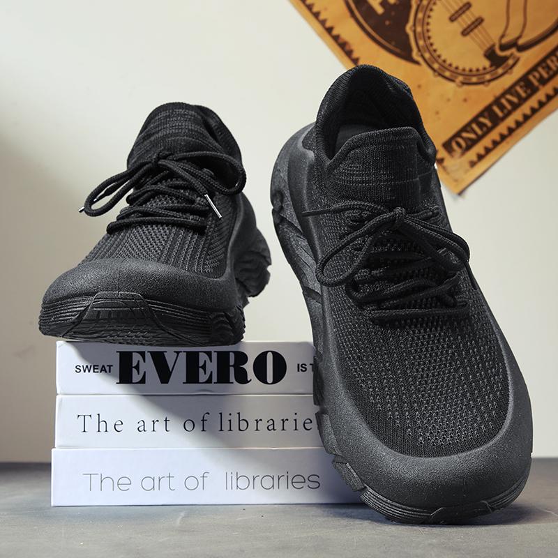 Popular Men's Casual Shoes Fly-woven Breathable Fashion Socks Shoe Thick-soled Non-slip Student Trendy Shoes Mens Sports Shoe