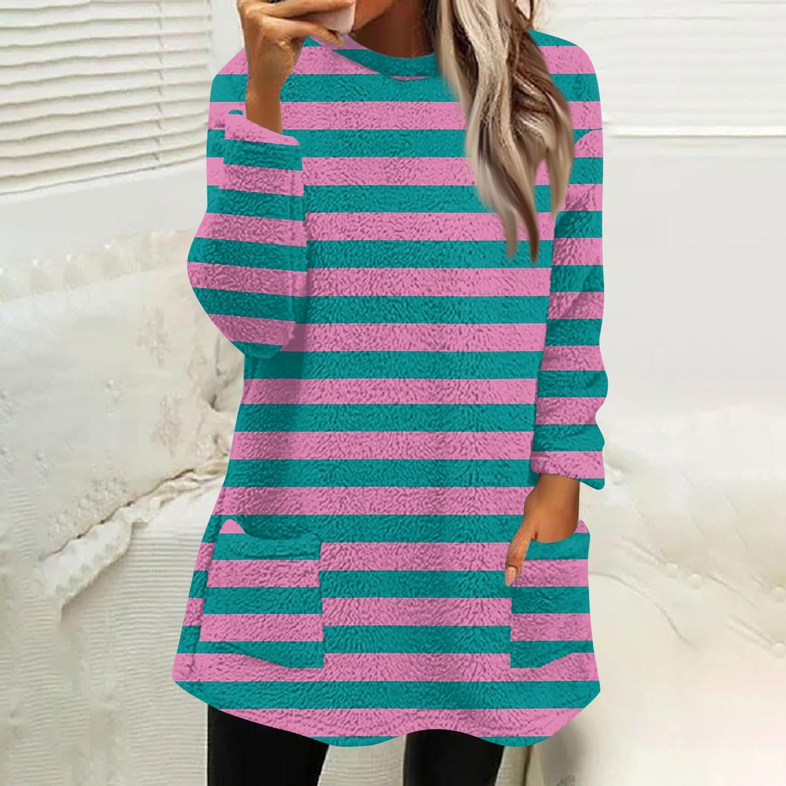 

Женская мода повседневная плюшевая толстовка с длинным рукавом с принтом и карманами S