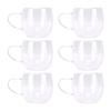 6Pcs Double Wall Glass Coffee Mugs Set Clear Insulated with Handle Egg Shaped for Juice Beer Water 350ml
