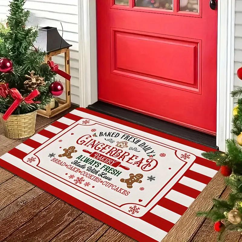 

Christmas Gingerbread Man Doormat Non-slip, Machine Washable Entrance Hallway Mat Bedroom Doorway Rug Home Decor 40x60cm 16x24inch