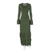 European and American Women clothes 2024 Autumn New Product Fashion Slim fit Lace-up Lace Long sleeve dress Foreign Trade Women