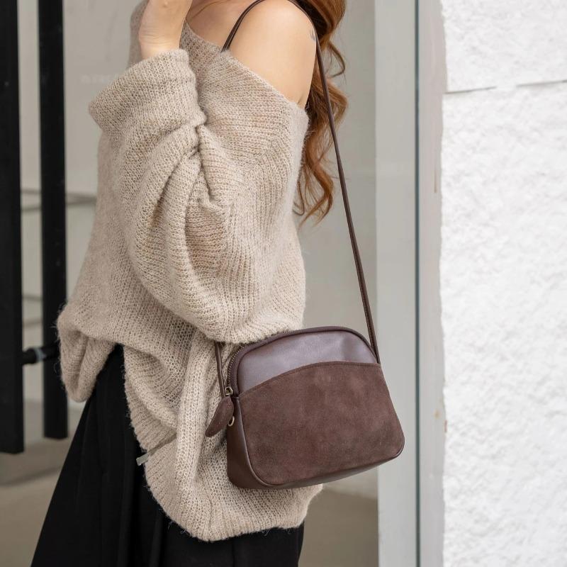 Winter New Women's Fashi Lightweight Matte Cowhide Leather Crossbody Mini Bag - Travel Compani Cold Weather Shoulder Purse