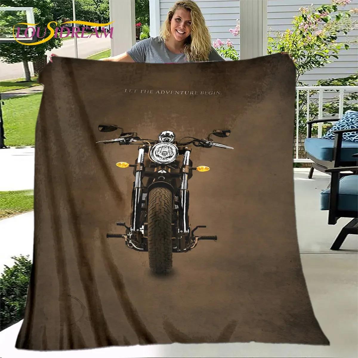 

3D Retro Vintage Motorcycle Soft Plush Blanket,Flannel Blanket Throw Blanket for Living Room Bedroom Bed Sofa Picnic Cover Gift 75x90cm