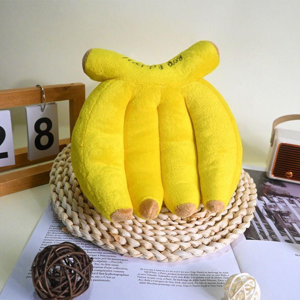 Yellow Squeaky Dog Toy Plush Banana Teeth Grinding Toys Pet Interactive Toys Indoor Outdoor Use