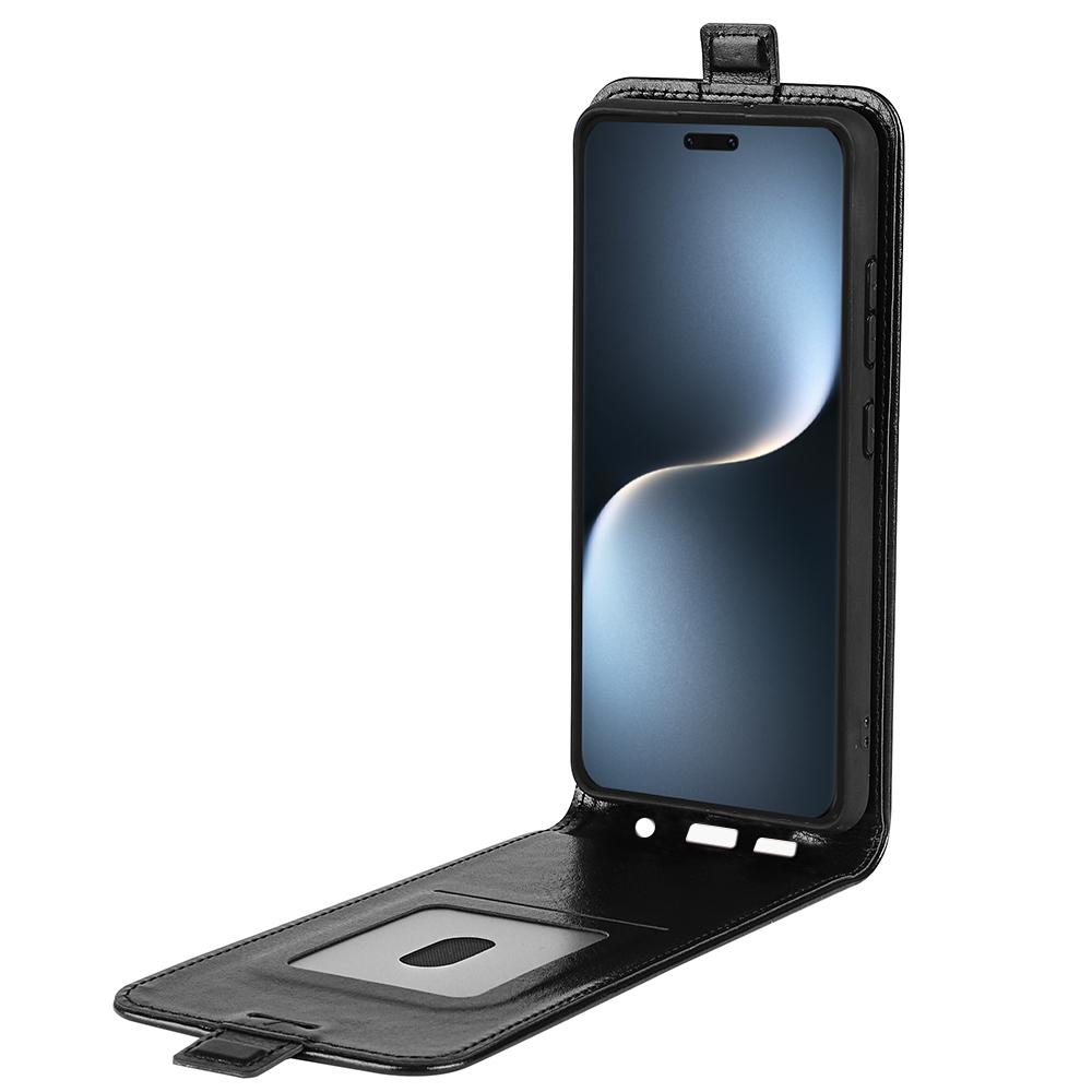 

For Honor Magic7 Pro 5G Case with Card Slots Vertical Flip Leather Phone Cover Black