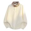 Pullovers Long Sleeves Sweaters Unisex Sweater Paragraph Autumn Half Button Men's Knitwear Bottoming Lapel Retro False Two-piece Wool Sweater