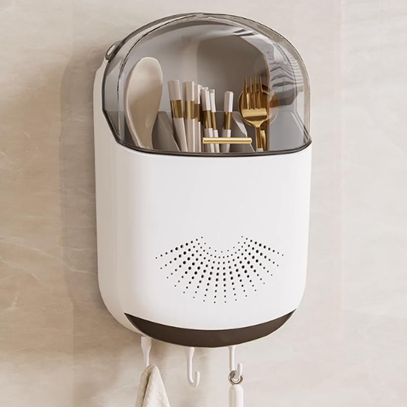 Cutlery Storage Box With Cover Lid On The Wall Storage Box Flatware Kitchen Household Utensil Dust Proof Chopstick Holder