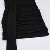 Elegant Slim Fit Pleated Bodycon Solid Color Dress - European & American Style, Light Mature Short Skirt