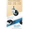 2/4Pcs Furniture Casters 1.5-2Inch Rubber Rotating Wheels with Brake Universal Silent Casters for Home And Office Furniture