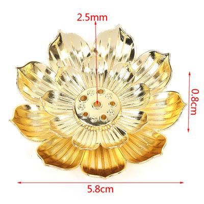 Gold Incense Burner Stick Holder Buddhism Lotus Line Incense Plate Base Temples