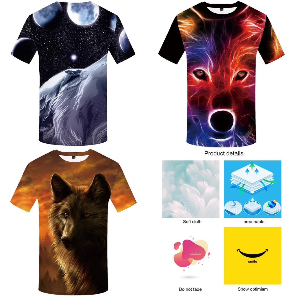Men's Wolf Mountain 3d Print Summer Casual T-shirt With Stunning Graphic Design