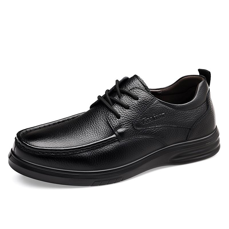 2026 Men's Business Genuine Leather Shoes Men Soft Comfortable Casual Walking Shoes Cowhide Male Lace-Up Anti-Slip Flat Footwear