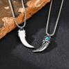 Vintage Horn Charms Necklace for Men Boys,Wateproof Natural Stone Pendant,Ethnic Style Accessories Gift