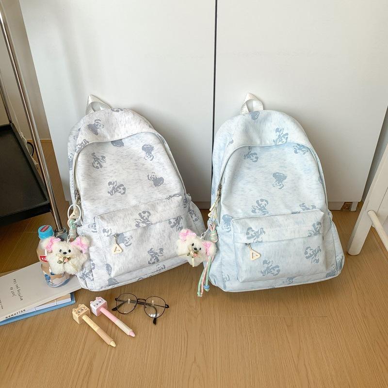 Schoolbag Korean ins Printed Bear Backpack Niche Design Leisure Travel Backpack Large Capacity Junior High School Student School Bag Female