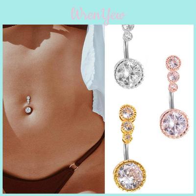 New Arrival Belly Button Ring With Zirconia Embellishments Stainless Steel Piercing Jewelry For A Sensual Look