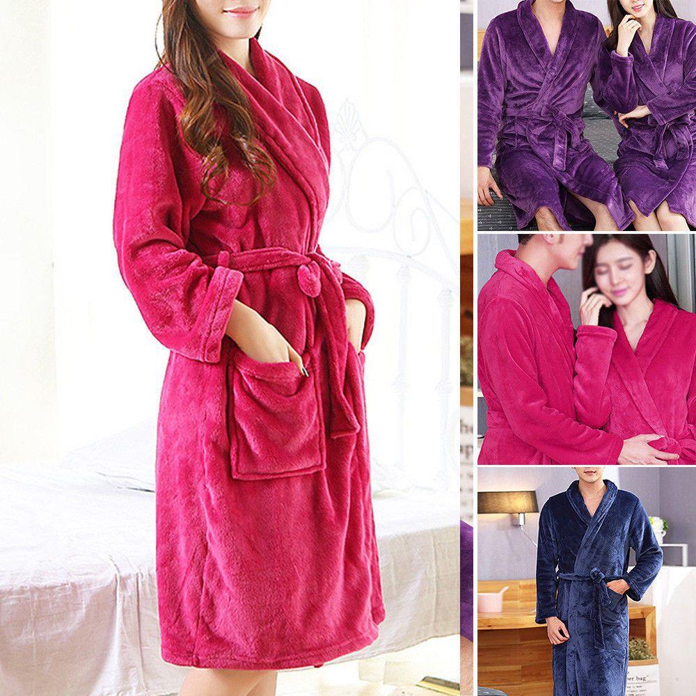 Luxurious Coral Fleece Warm Bathrobe For Men And Women Flannel Winter Kimono