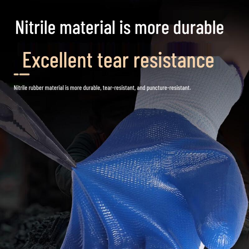Langxi Blue Nitrile Work Gloves