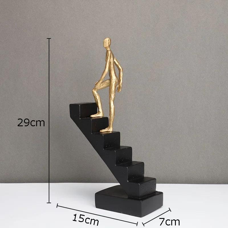 Gold-plating Climber Character Resins Sculpture Creative Climbing Ladder Figure Statue Ornaments Desk Decoration Figures Crafts