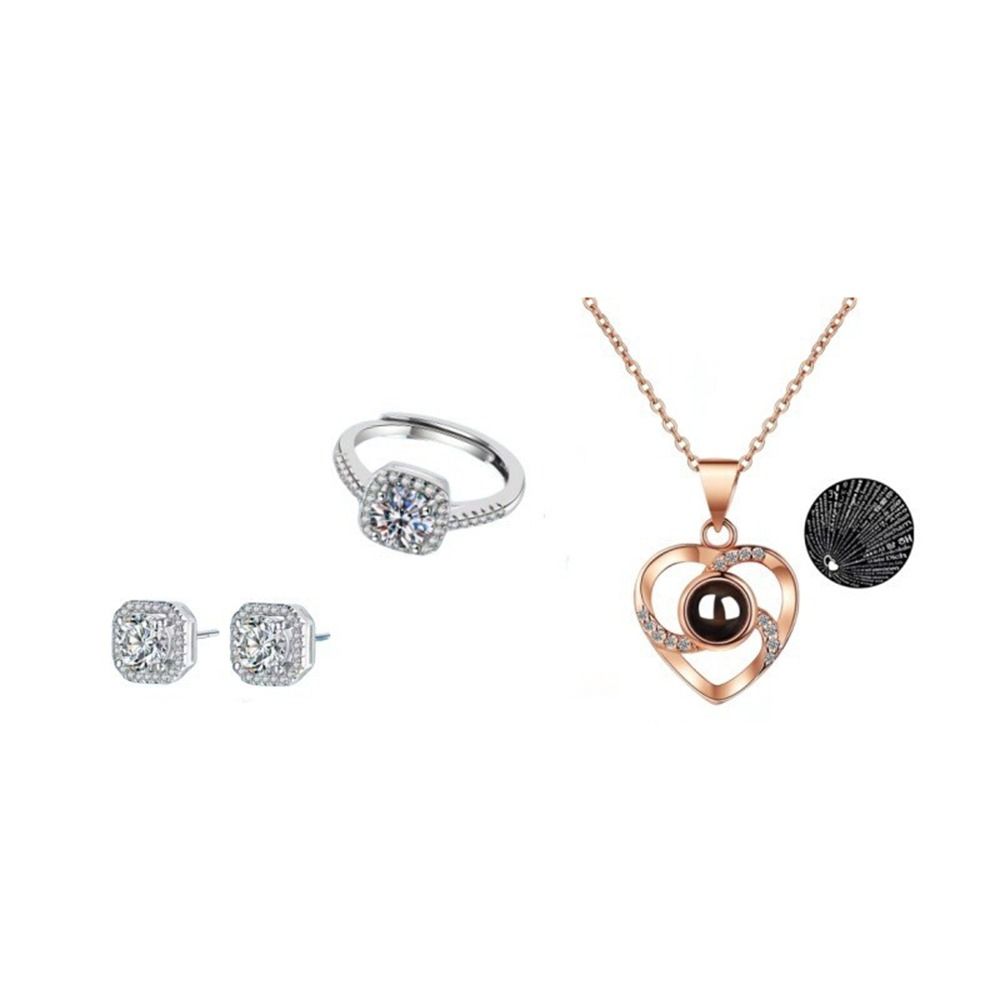 

Creative Rose Flower Gift Box Set Romantic Surprise Love Pendant Jewelry Gifts Girlfriend