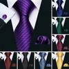 Barry.Wang Mens Striped Silk Tie Handkerchief Cufflinks Formal Necktie Set Designer