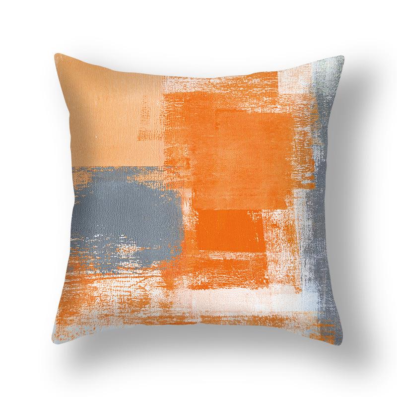 Ins Style Contrast Color Pillow Cover Polyester Printing Simple Versatile Sofa Pillow Living Room Decoration Chair Cushion
