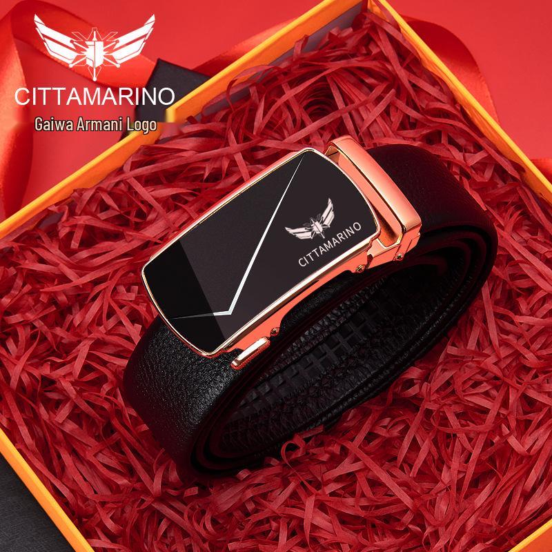 

Мужской ремень Geva Armani из натуральной кожи с автоматической пряжкой - Кожа коровья высшего слоя, деловой кэжуал 115 cm