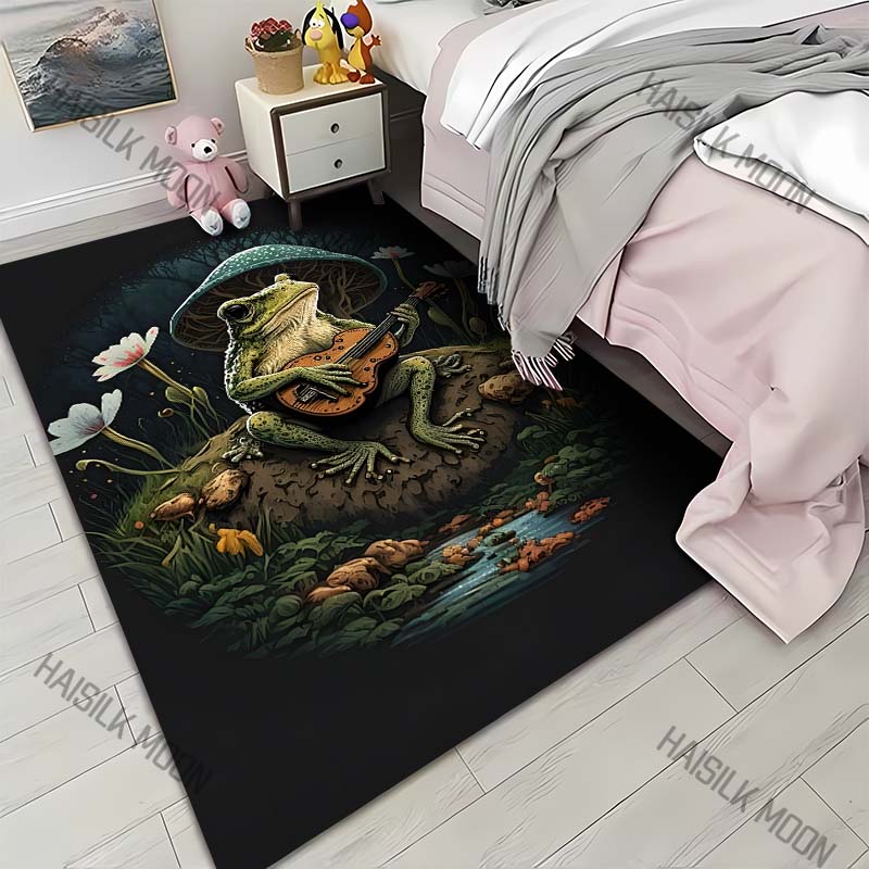 Creative Frog Playing Guitar Carpet for Living Room Bedroom Bedside Floor Mat Cloakroom Kids Activity Area Rugs Luxury Gifts 40x60cm
