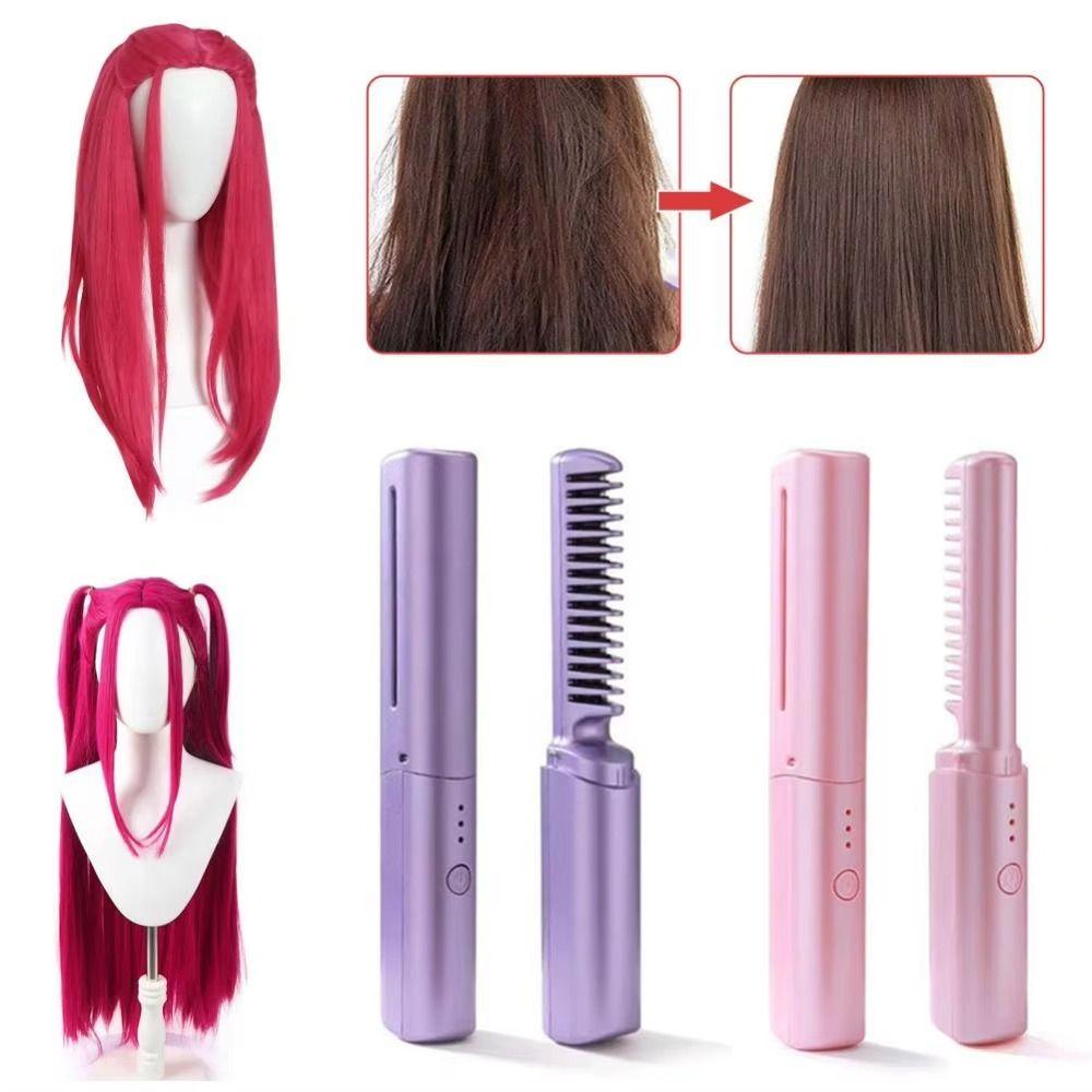 USB Hair Straightener Rechargeable Fast Heating Comb Portable Lazy Wireless Hair Hot Comb Women