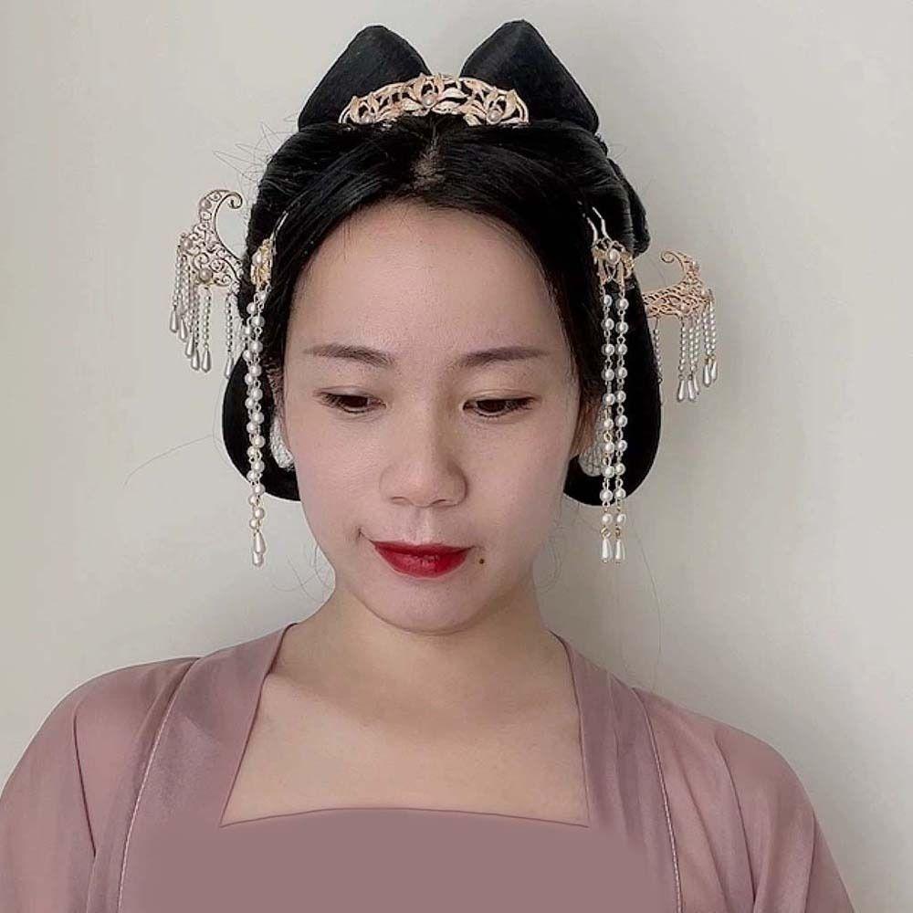 Pearl Hanfu Hair Stick Set Hollow Chinese Style Hair Clip Flower Tassel Hairpin  Ladies/Girls
