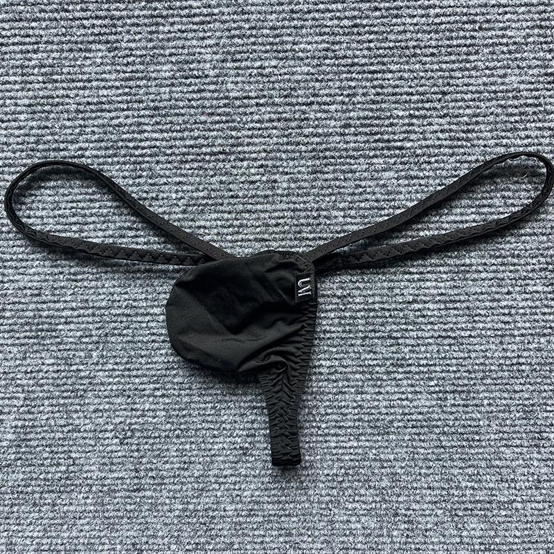 Low Rise Mini G-String Men Sexy Underwear Ice Silk Micro Bikini Trunks Bulge Pouch T-Back Thongs Erotic Panties Soft Underpant