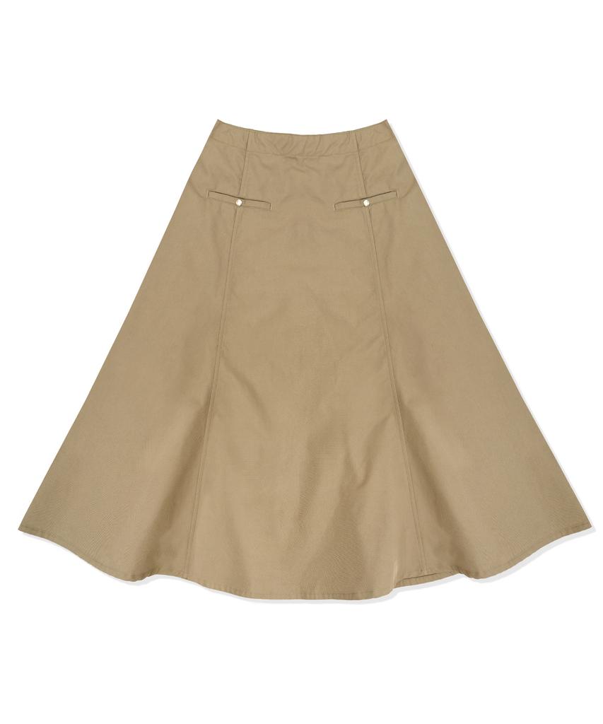 MIDNIGHT12AM Flare Belted Skirt - Beige