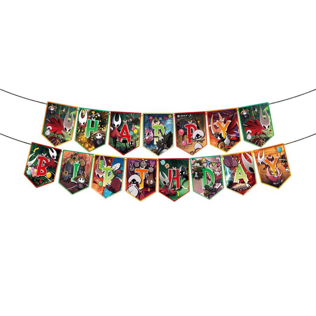 Birthday Theme Party Decoration Banner Pull Flag Cake Flag Balloon- Set