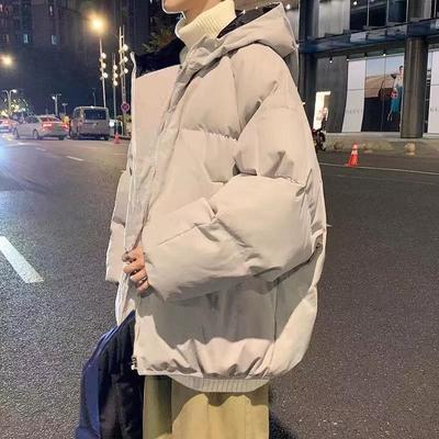 Men's Hong Kong Style Hooded Cotton Padded Winter Jacket - Short, Thick, Warm, and Trendy Loose-Fit Coat In Solid Color