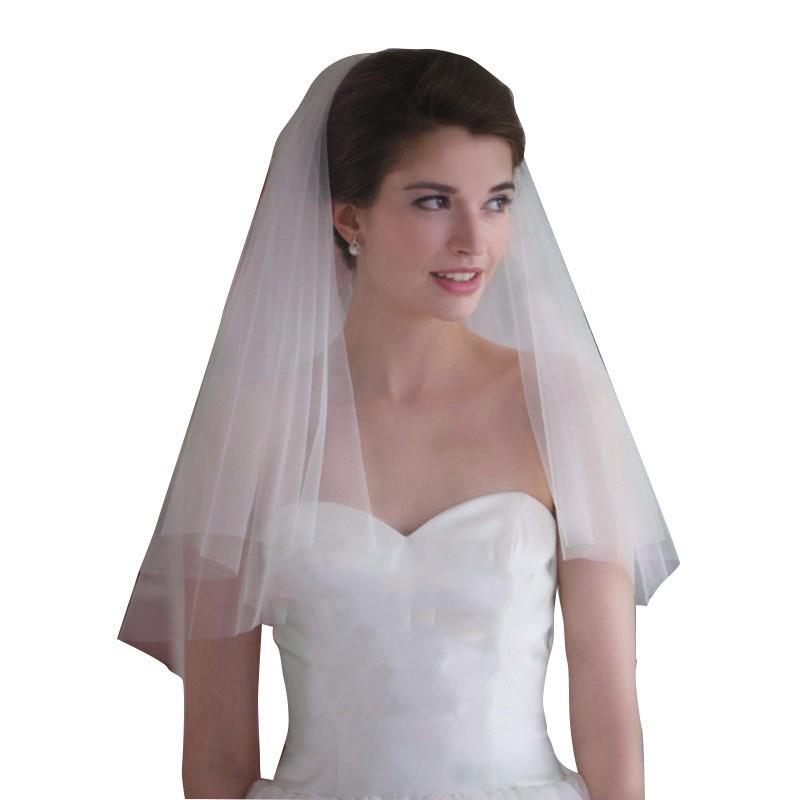 European-American Short Double-Layer Bridal Veil with Sheer Fabric and Metal Comb