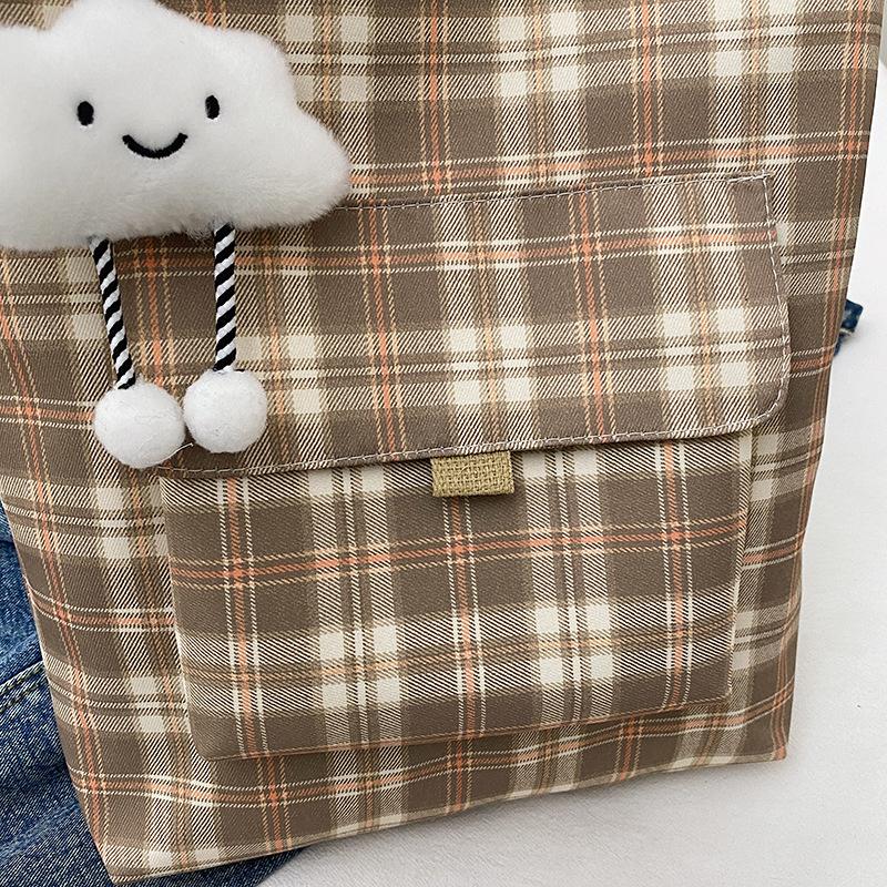 Small Fresh Bag Vintage Plaid Shoulder Bag Women's Work Handbag Pastoral Bag Women