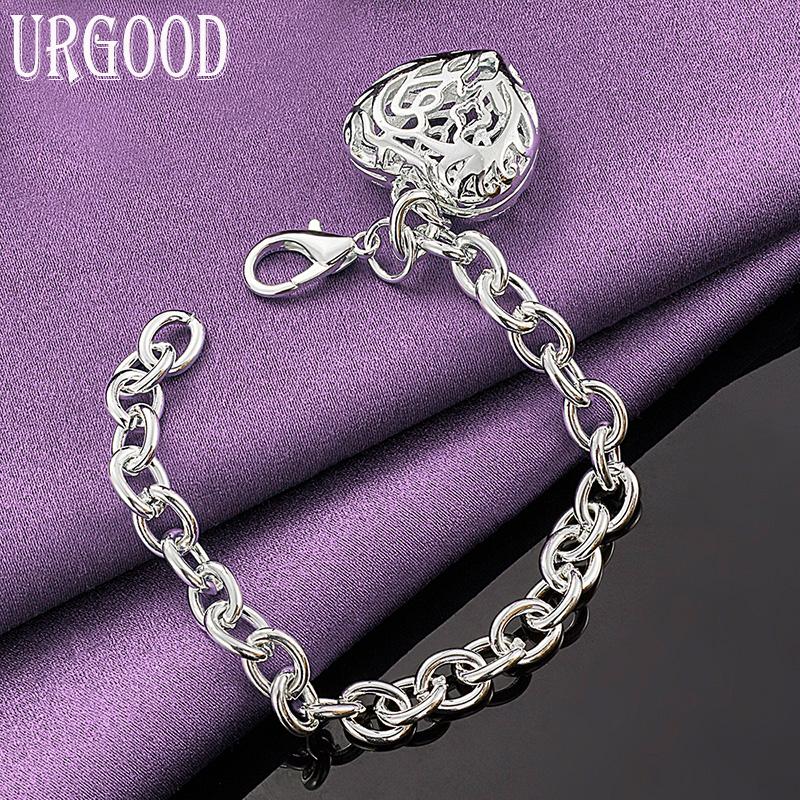 Bransoletka ze srebra próby 925 z pustym sercem na prezent modna biżuteria