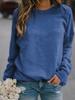 Women's Crew Neck Long Sleeve Cotton Blend Top Loose Fit Casual Style Solid Color Sweatshirt Tee