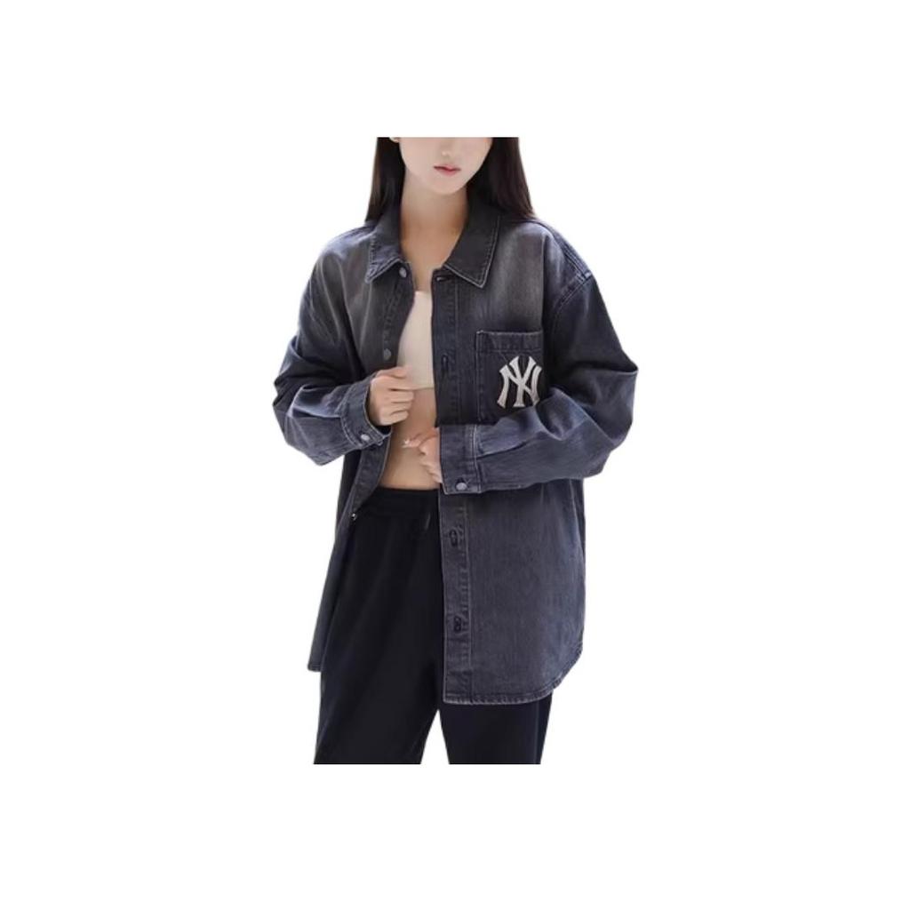 New MLB Denim Jacket Unisex Charcoal Gray 3ADRV0144