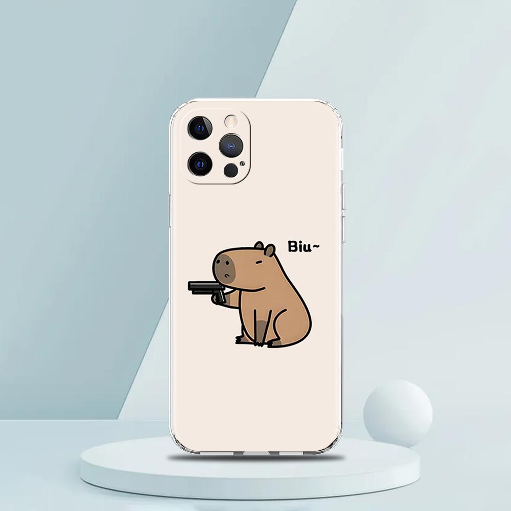 

Милый чехол для телефона с капибарой, роскошный, для iPhone 16 15 14 13 12 11 Pro Max XS X XR SE 7 8 Plus, мягкий силиконовый, прозрачная крышка iPhone 15Pro Max