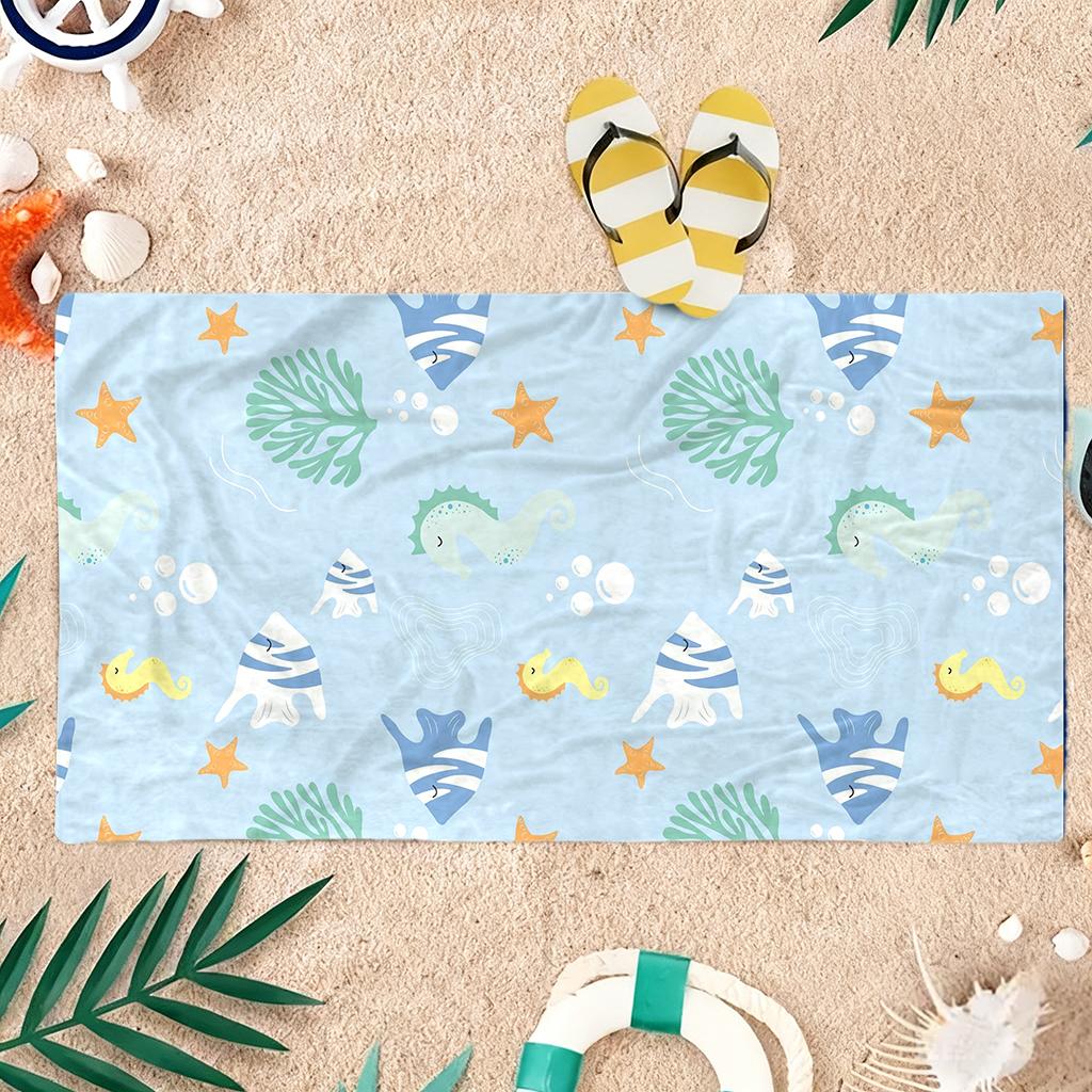 Cartoon Underwater Beach Towel for Kids Oversized Absorbent Microfiber Bath Towel for Beach Pool Camping Gift