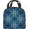 Blaues Kachel-Kaleidoskop Tragbare Lunchtasche für Frauen Männer Isolierte Kühltasche und Wiederverwendbare Lunchbox für Büroarbeit Picknick Strand