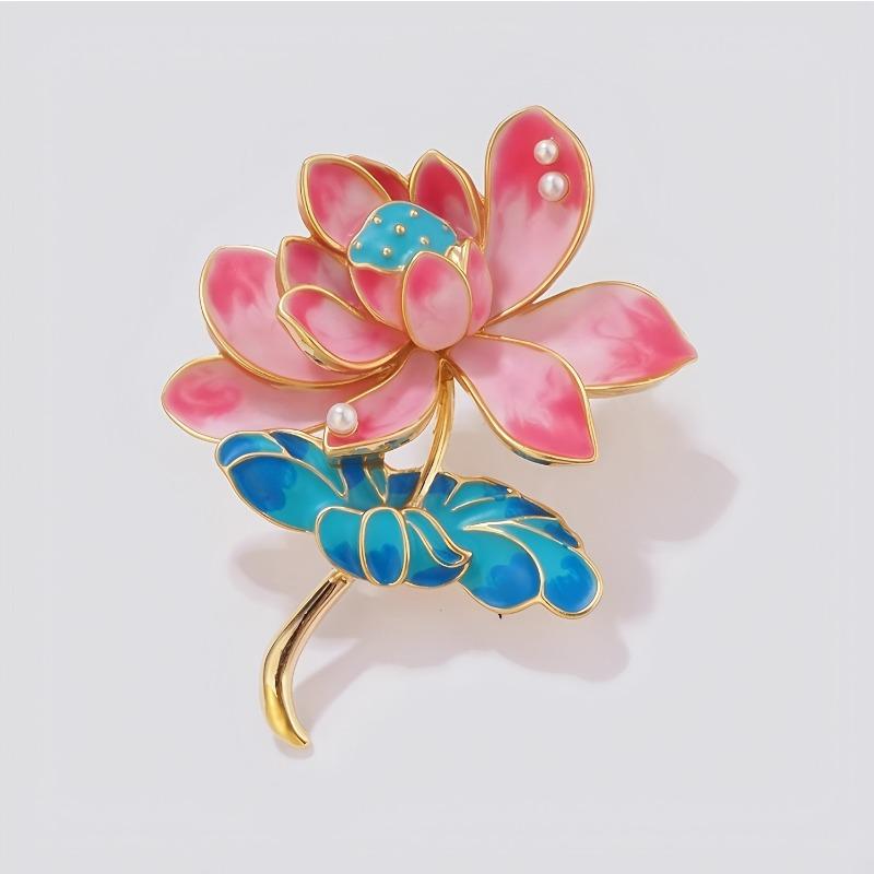 Enamel Gradient Lotus Brooch, A Sophisticated and Elegant Brooch Accessory with A Touch of Sophistication