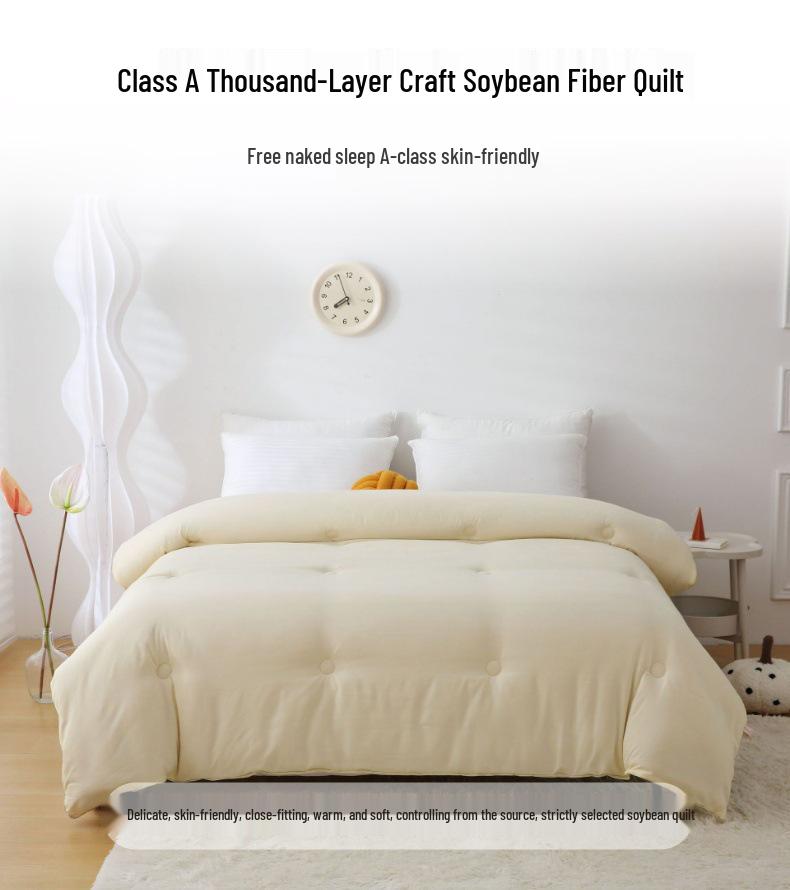 Cotton Soybean Fiber Quilt: All-Season Cozy Comfort for Spring, Autumn, and Winter - Ideal for Students and Air Conditioning Use