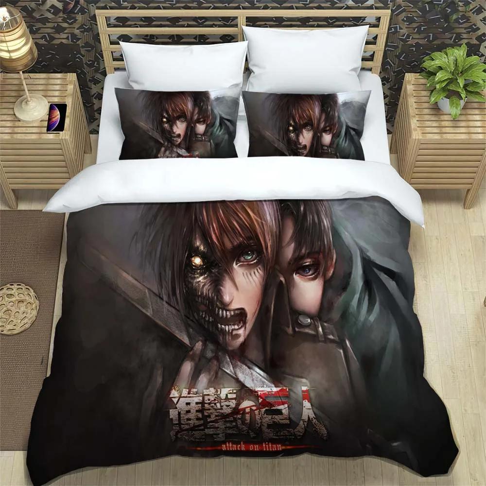 Attack on Titan Sada povlečení z polyesteru s potiskem Povlak na polštář měkký a pohodlný Přizpůsobitelný