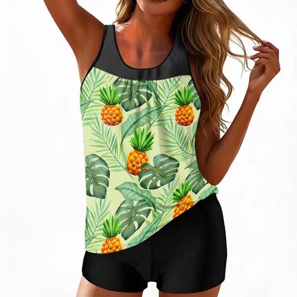 Women's Bohemian Print Split Swimsuit Sport Swimsuit