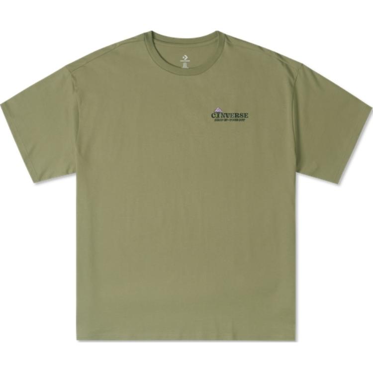 Converse T Shirts Men s Green Crew Neck Moderate 10026423-A03 XXXL