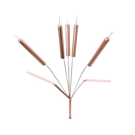 

Copper Cattail Wind Chimes Stake for Outdoor Metal Cat Tail Yard Art Rustic Plant Decorative Patio Lawn Ornament for Flower Bed Pathway 30cm